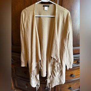 VENUS Tan Cardigan Sweater with Fringe